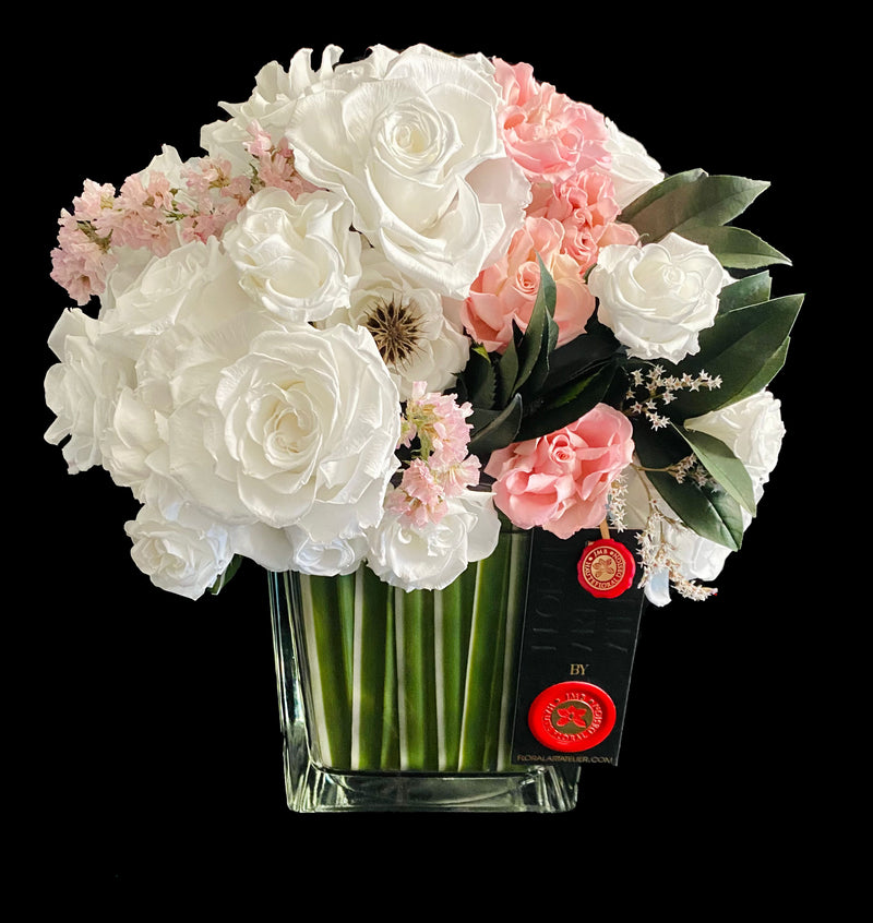 Preserved White and Pink Floral